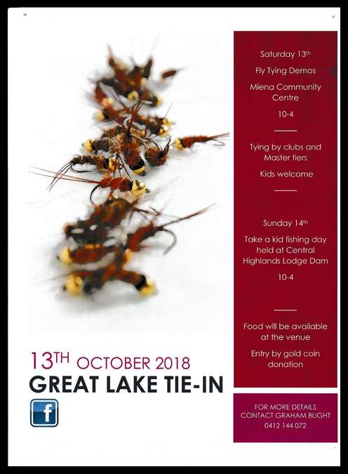 The Great Lake Tie-In 2018 advertising flyer, Miena Community Center, Fri 12 to Sun 14 October 2018