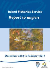 The cover page of the IFS Quarterly report to anglers for December 2018 to February 2019 showing a brown trout