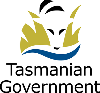 The Tasmanian Government logo featuring a graphic representation of a Thylacine