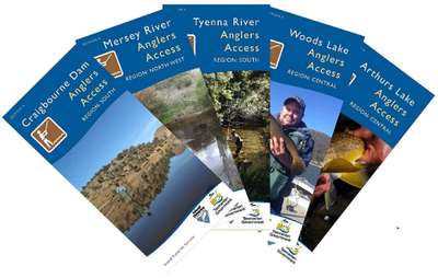 A selection of Anglers Access Program brochure cover pages from the new editions